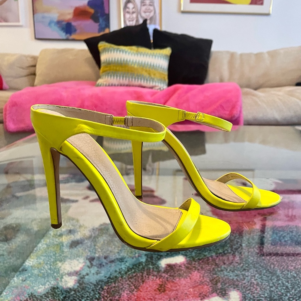 Neon Yellow Mule Heels